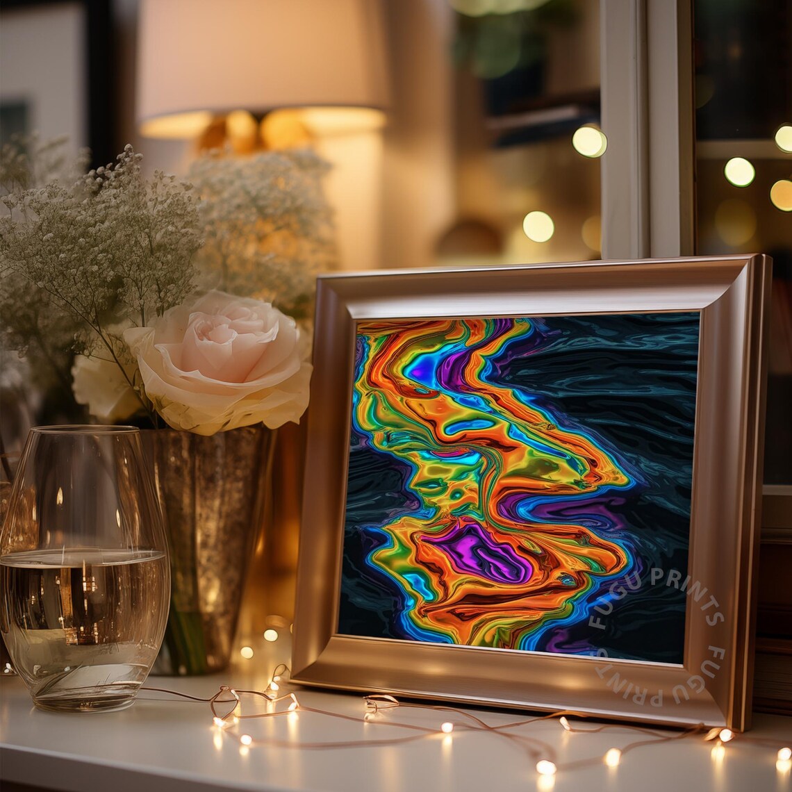 Iridescent Abstract Fluid Art, Psychedelic Modern Decor - Image 3