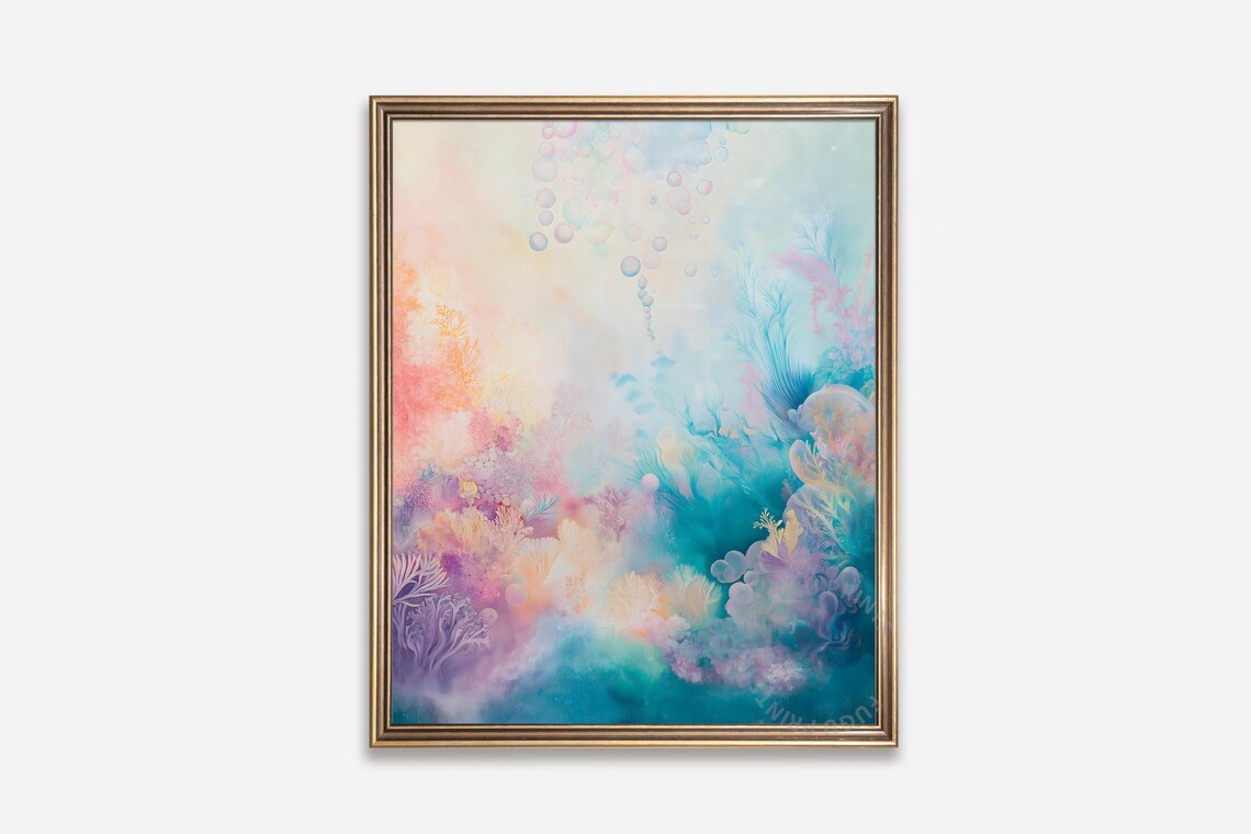 Pastel Underwater Abstract Coral Reef Art Print