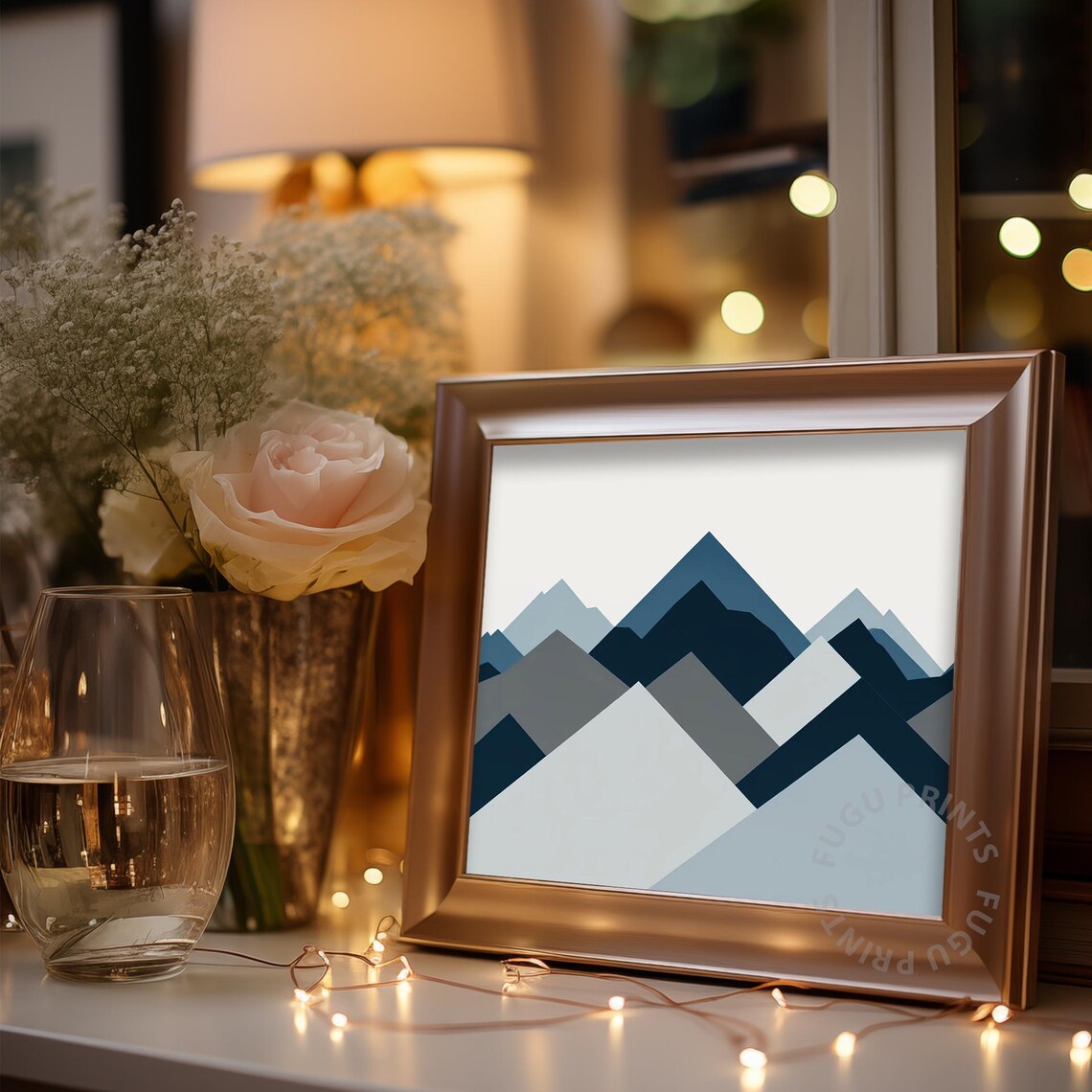Minimalist Mountain Geometric Art, Modern Decor - Image 3