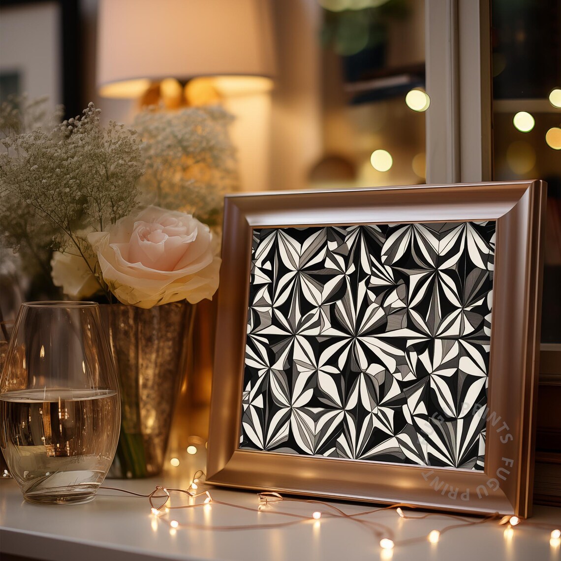 Geometric Art Abstract Floral Print, Modern Decor - Image 3