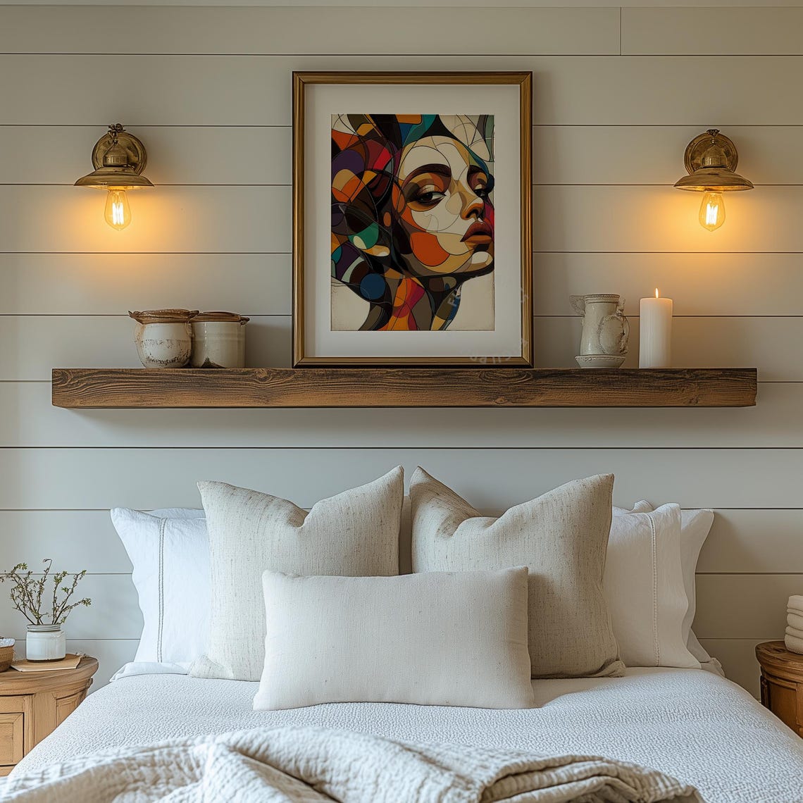 Geometric Woman Abstract Portrait Art Deco Wall Art Colorful Home Decor 236 - Image 2