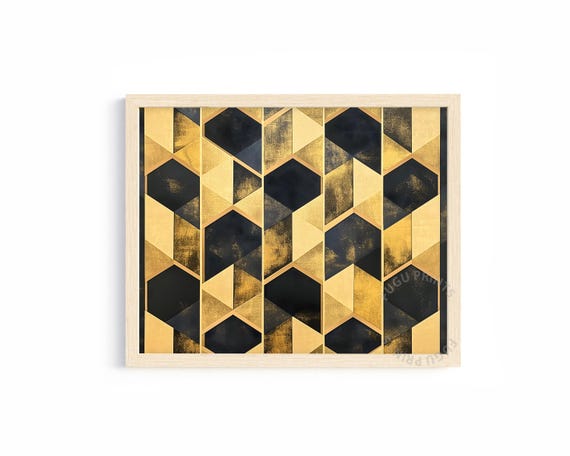 Black Gold Geometric Art Deco Abstract Decor