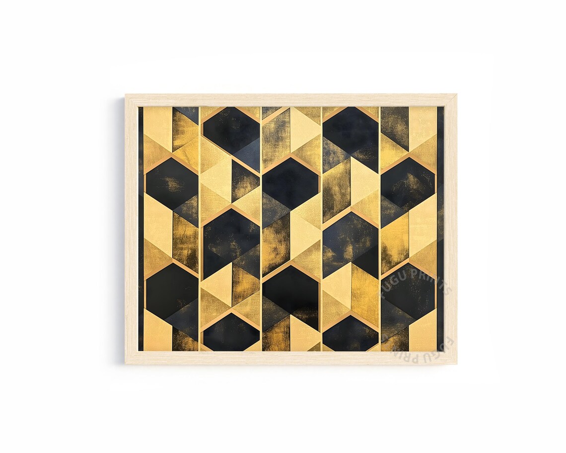 Black Gold Geometric Art Deco Abstract Decor