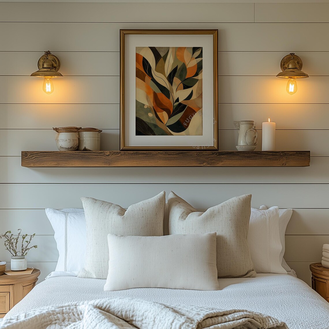 Botanical Abstract Earth Tones, Modern Leaf Art - Image 2