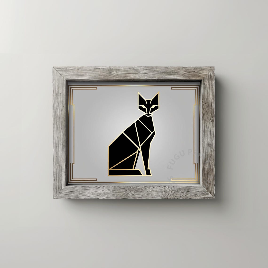Art Deco Cat Print Geometric Black Gold Feline Wall Art Minimalist Cat Lover Gift 365 - Image 2