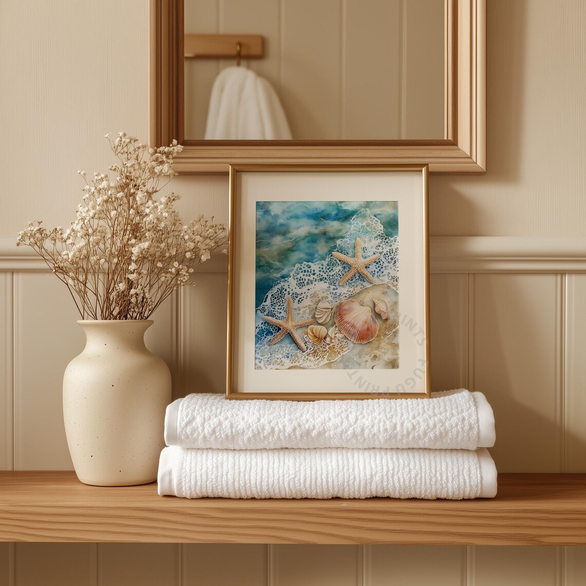 Beach Watercolor Seashell Starfish Art Print - Image 3