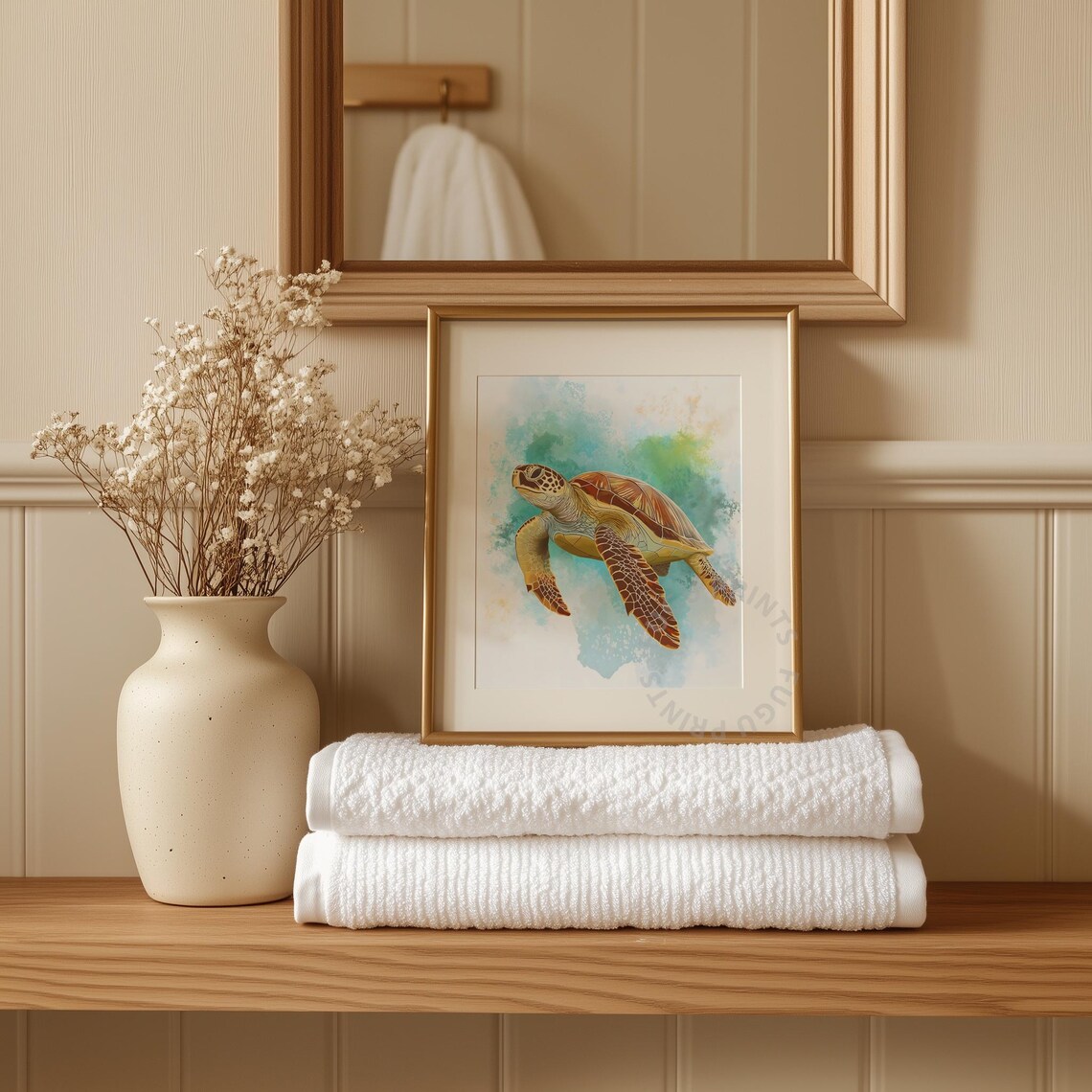 Sea Turtle Watercolor Coastal Marine Life Ocean Decor Poster - Image 3