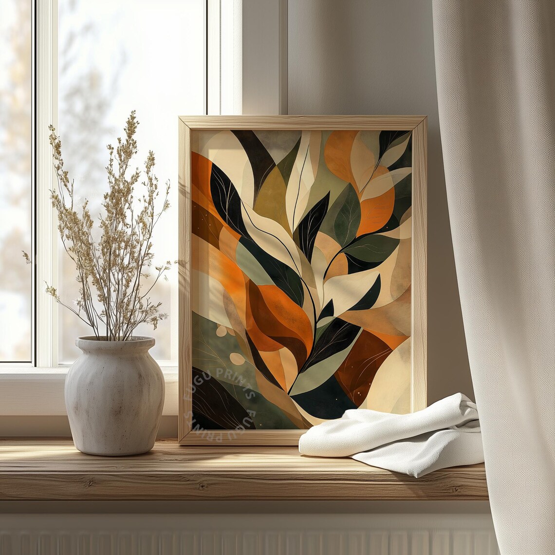 Botanical Abstract Earth Tones, Modern Leaf Art - Image 4