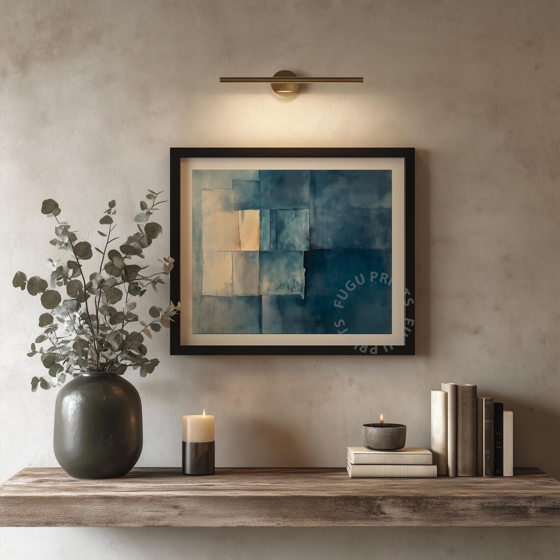 Blue Abstract Geometric Art Print, Modern Minimalist Decor - Image 4