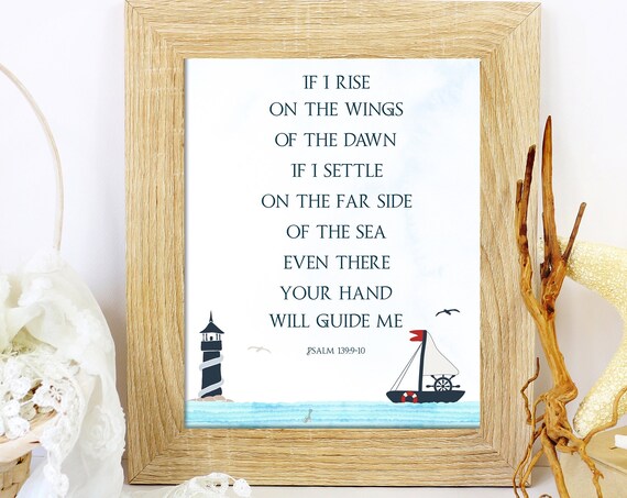 If I Rise On The Wings Of The Dawn Psalm 139 Nautical Poster