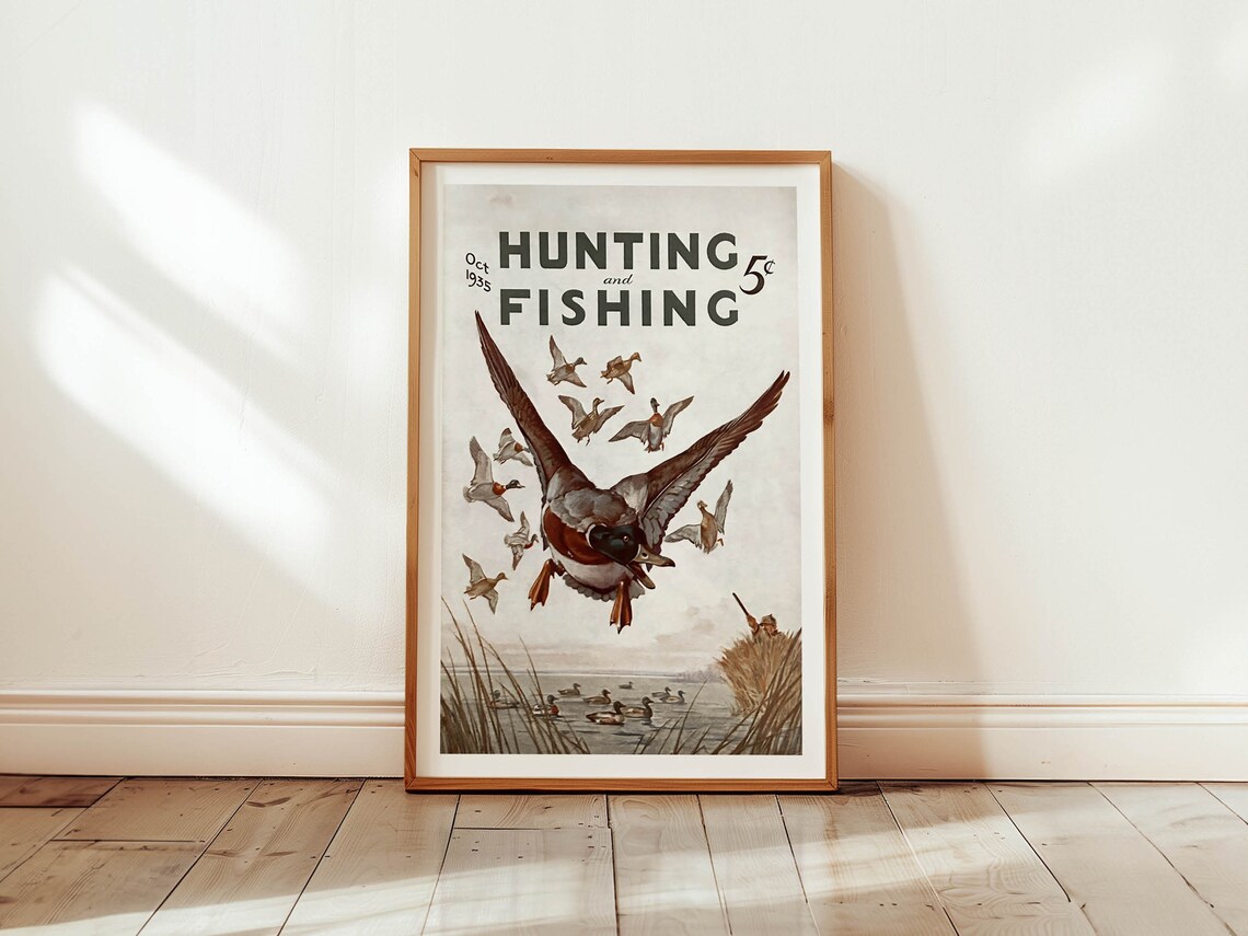 Vintage Fishing Poster, Outdoorsy Gift for Dad