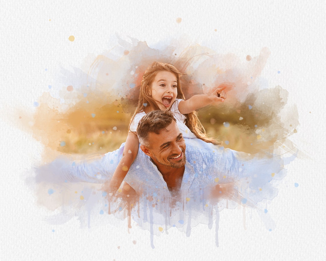 Personalized Portrait From Photo Watercolor Painting Family Portrait Painting Painting Memorial Gift For Father Mum Parent - Image 4