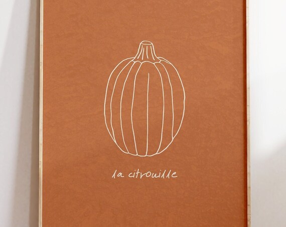 La Citrouille French Pumpkin Line Art Minimalist Fall Decor Poster
