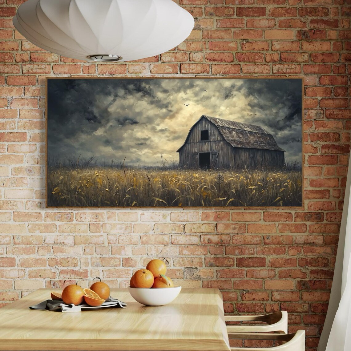 Old Barn On Golden Field Vintage Art Print