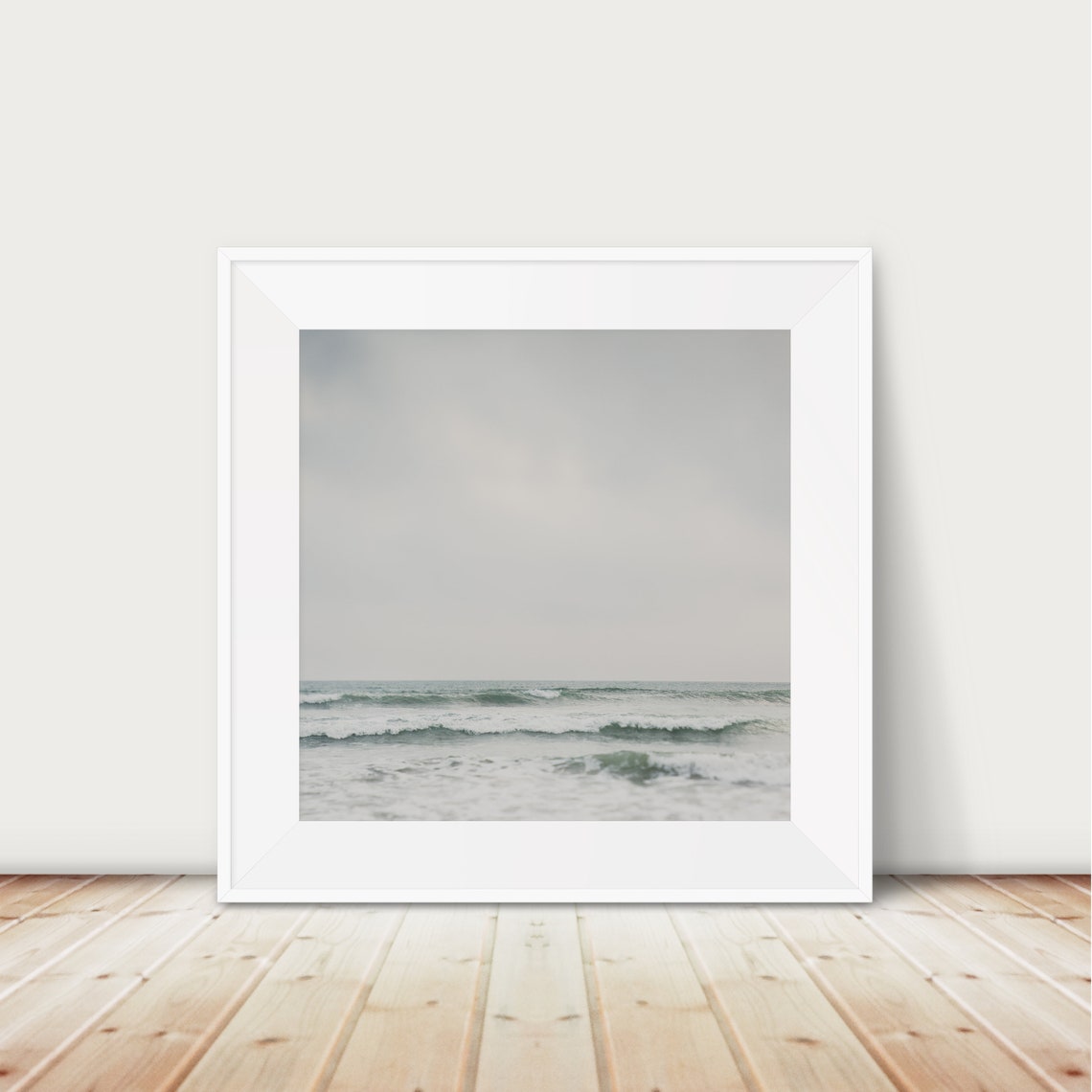 Minimalist Mint Ocean Waves Serene Coastal Photography Poster