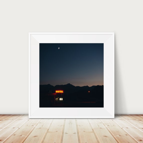 Neon Motel Sign Print Lone Pine Photograph Wall Art
