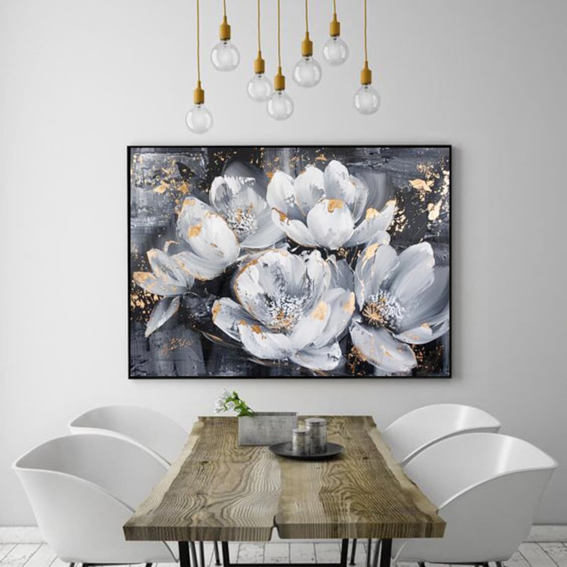 Elegant White Gardenia Flowers With Gold Leaf Accents Poster - Image 4