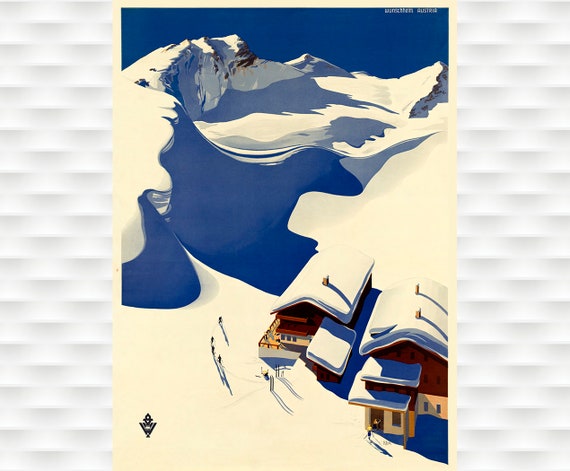 Austria Ski Travel Poster Wunscheim