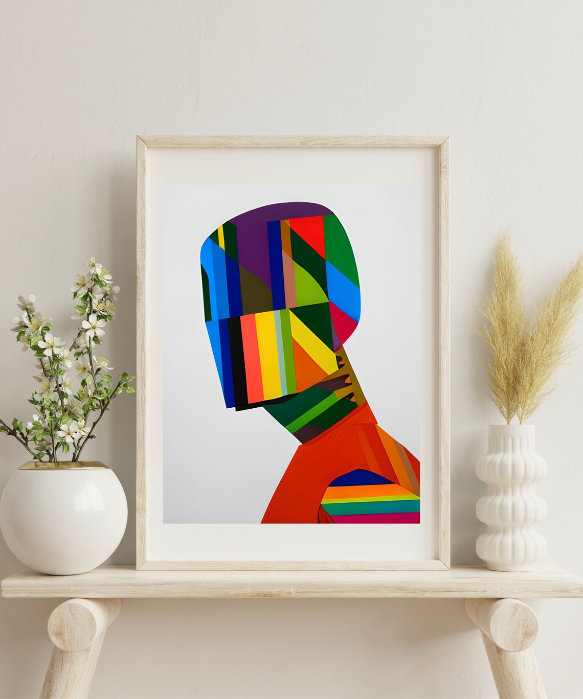 Unity Faceless Geometric Hooded Figure Abstract Modern Art Print - Image 3