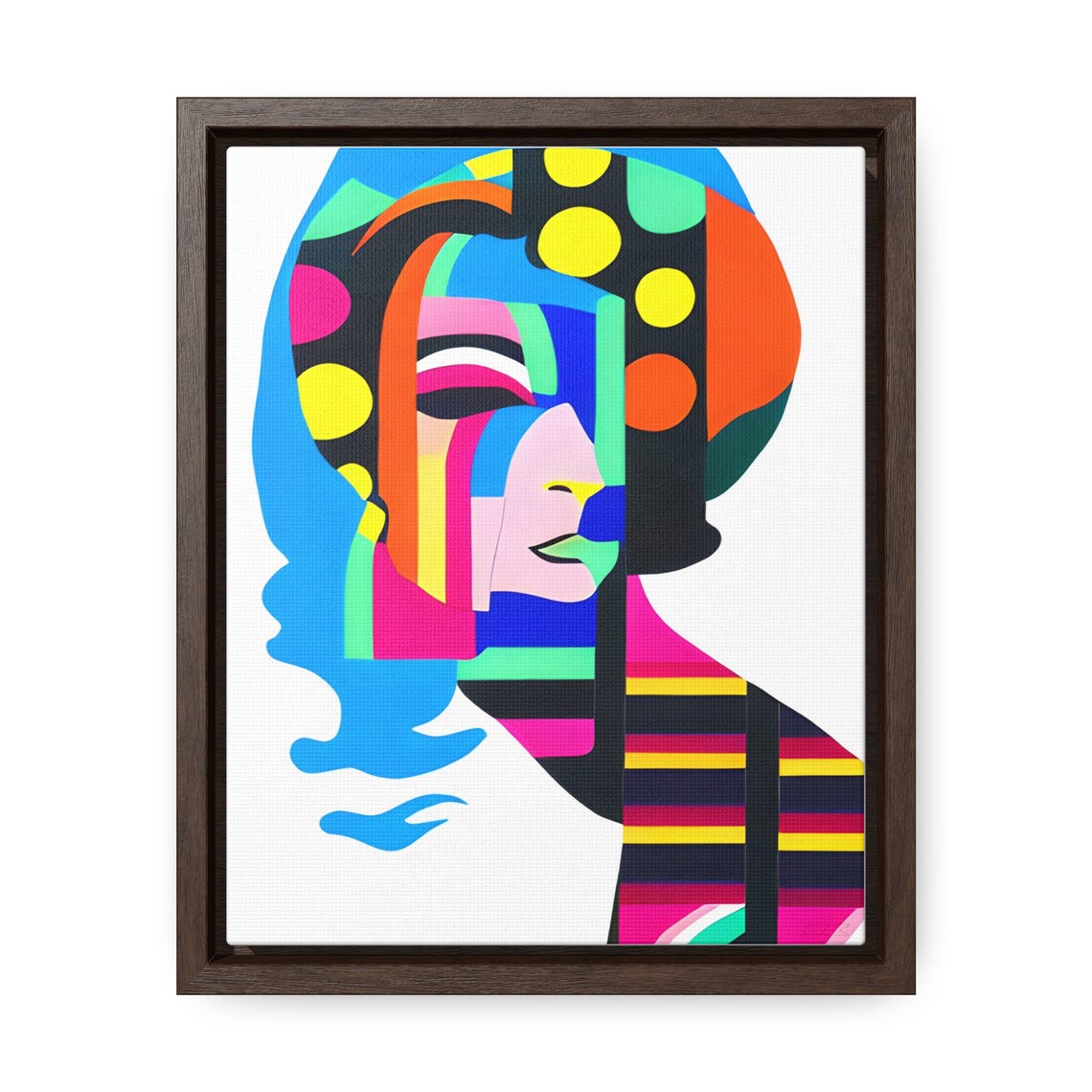 Colorful Abstract Woman Pop Art Striped Dots Portrait Art Print - Image 3
