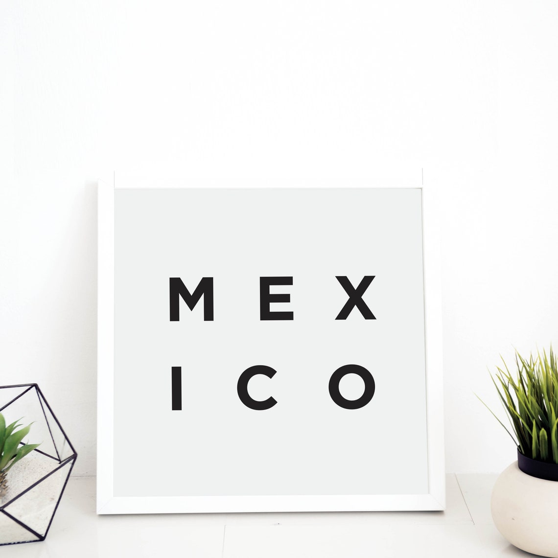 Mexico Minimalist Typography Poster in Black on White Square Art - Image 4