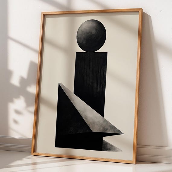 Black And White Geometric Abstract Art Minimalist Wall Decor Poster Modern