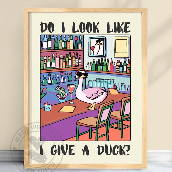 Funny Duck Bar Print Vintage Style Drinking Poster