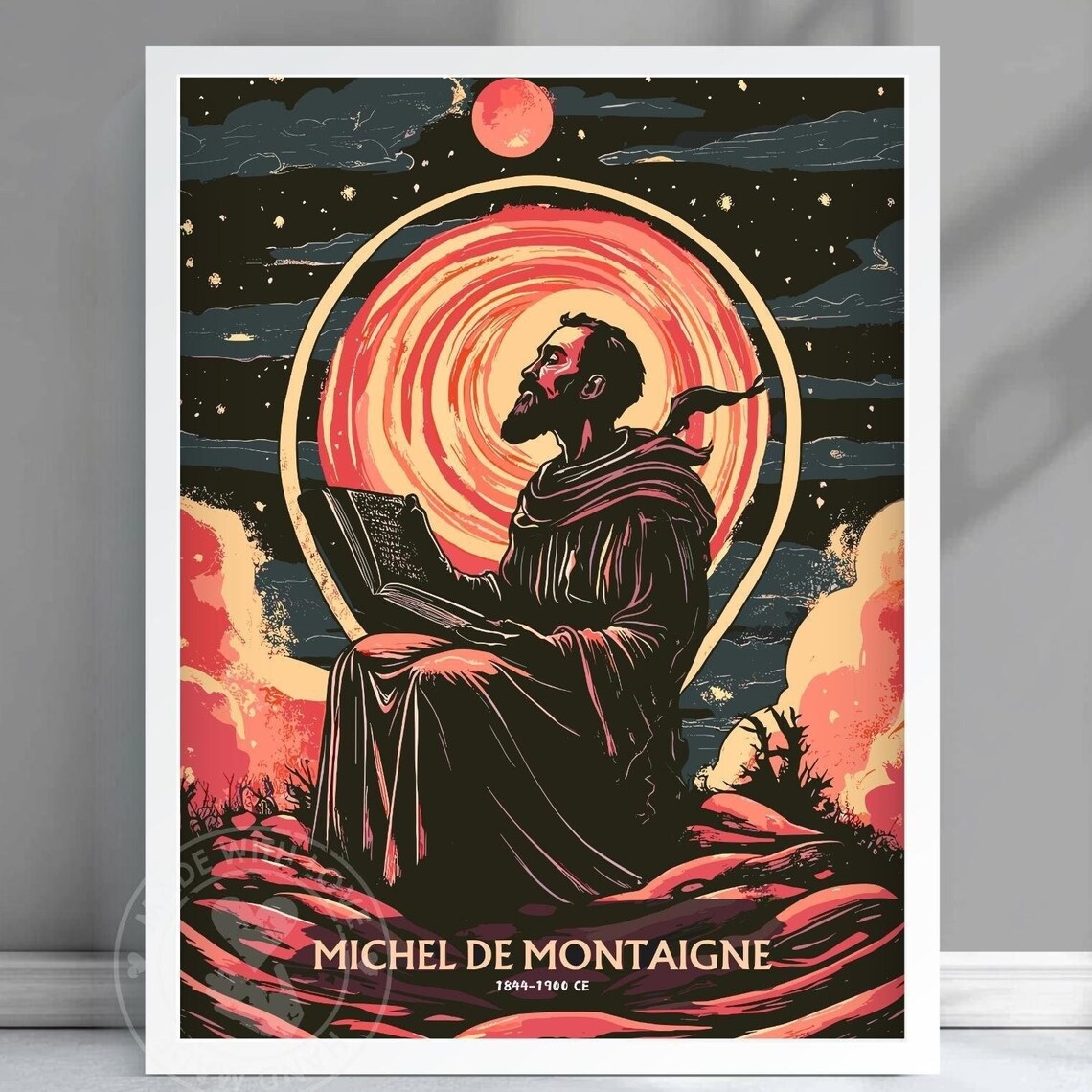 Michel De Montaigne Renaissance Philosopher Celestial Moonlit Portrait Poster