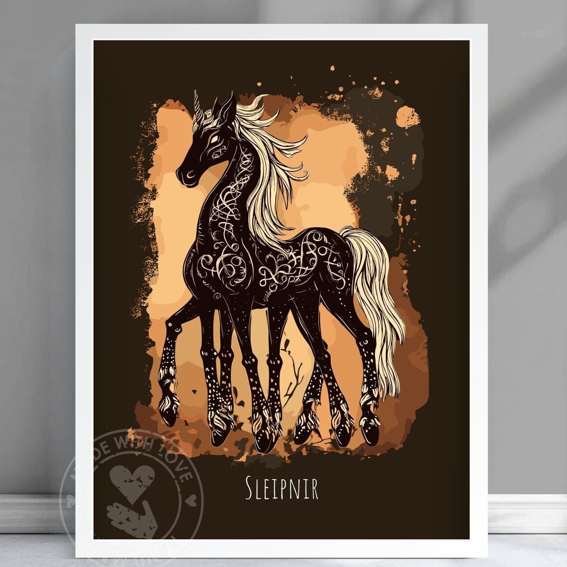 Sleipnir Eight Legged Norse Mythology Horse Celtic Art Poster