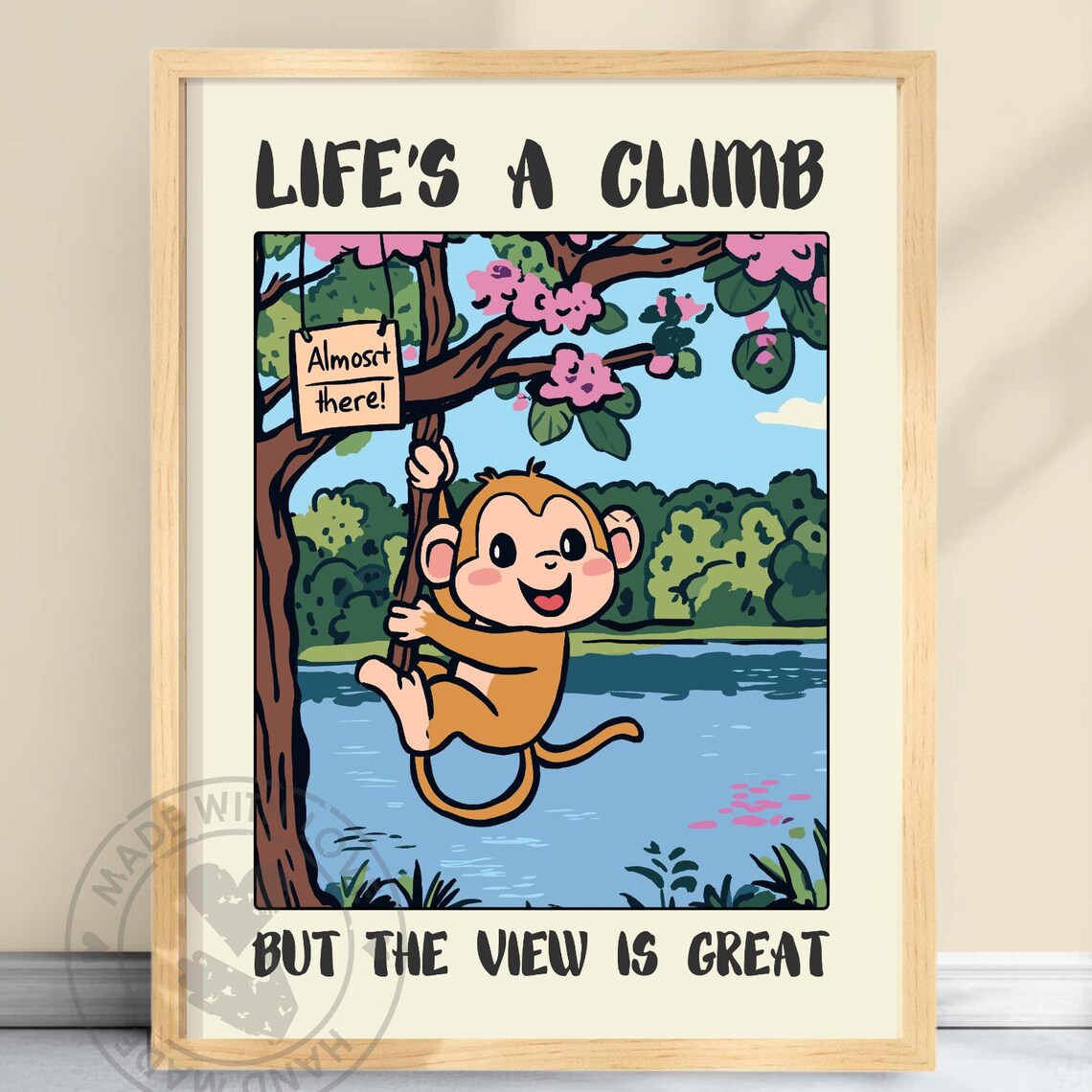 Funny Monkey Poster Motivational Jungle Wall Art