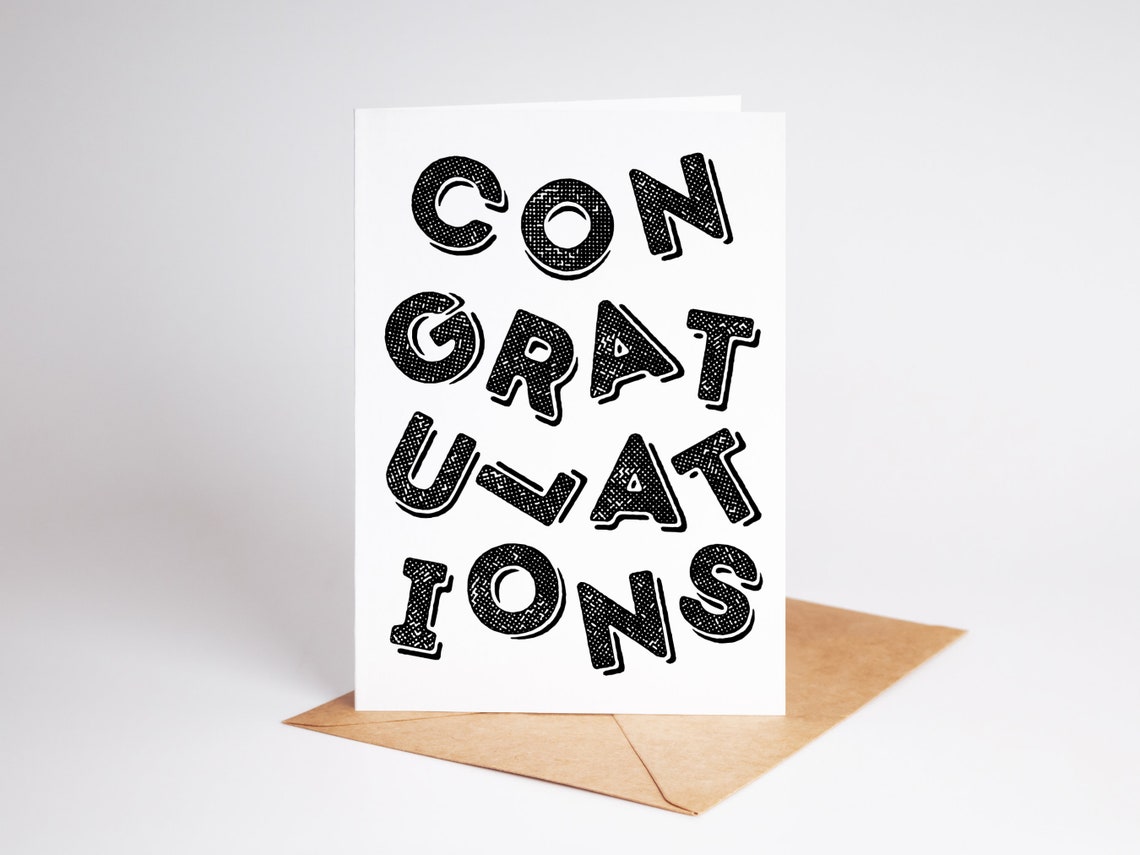 Congratulations Bold Typography Black Lettering Modern Card Art Print - Image 2