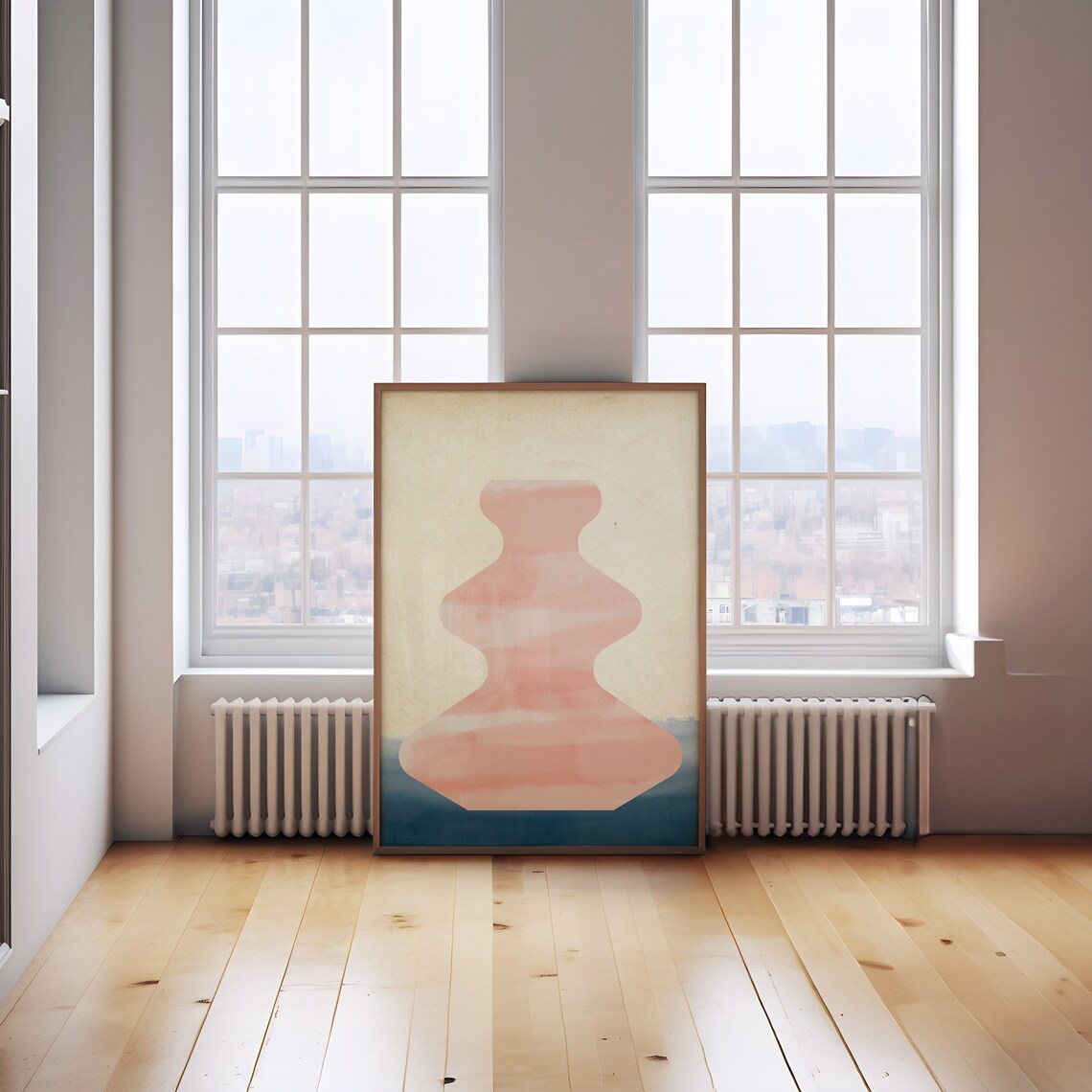 Blush Pink Vase Silhouette Watercolor Minimal Modern Decor Wall Art - Image 2