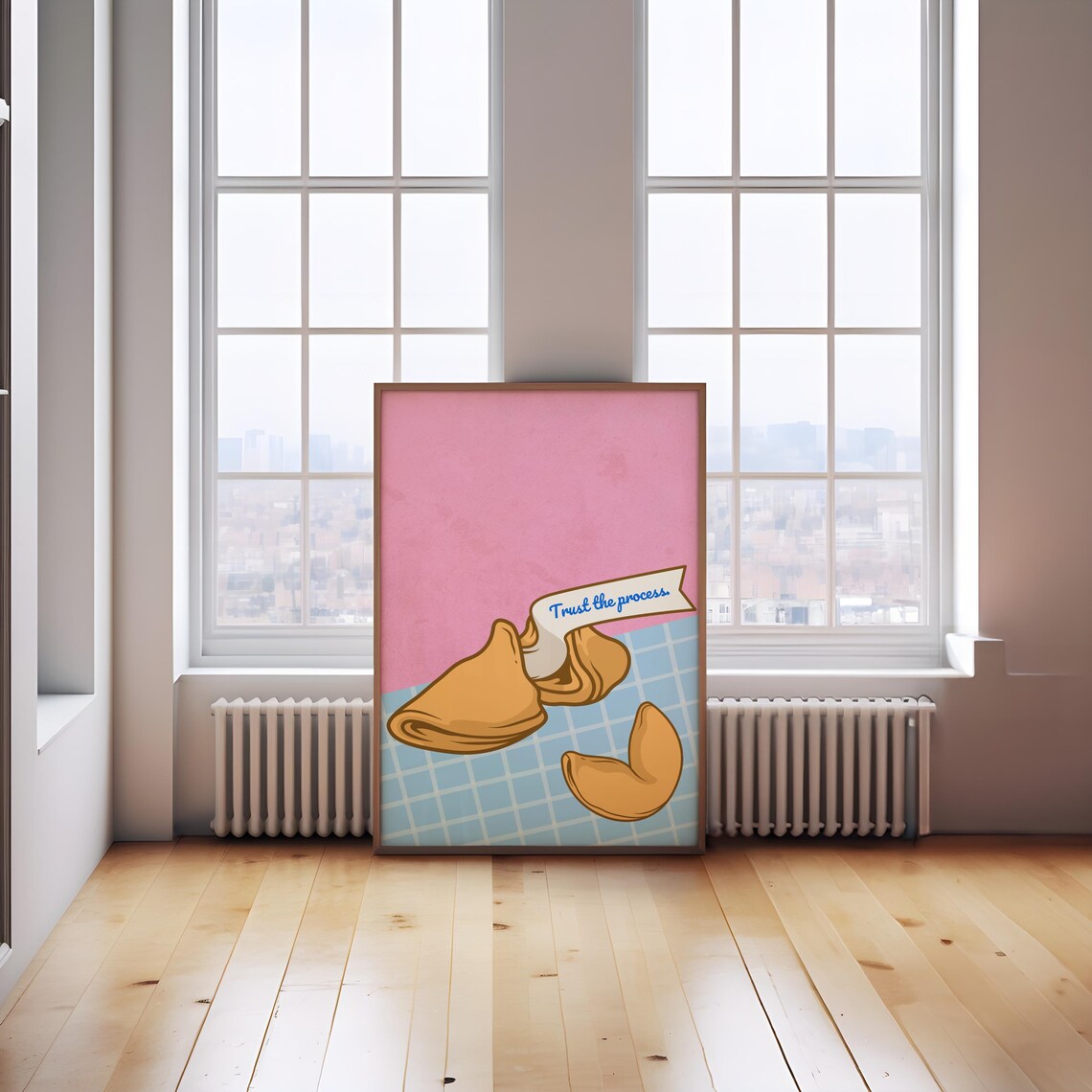 Trust The Process Fortune Cookie Pink Blue Cute Affirmation Poster - Image 2
