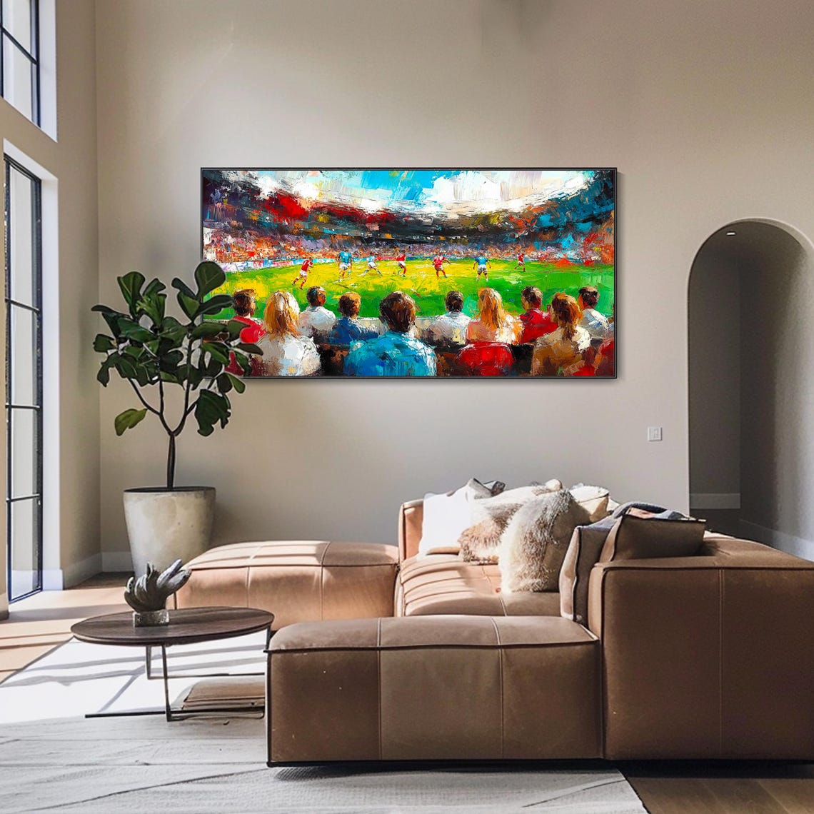 Footballsoccer Stadium Abstract Oil Painting Sports Wall Art On Custom Painting Texture Wall Art Ball Game Stadium Texture Painting - Image 4