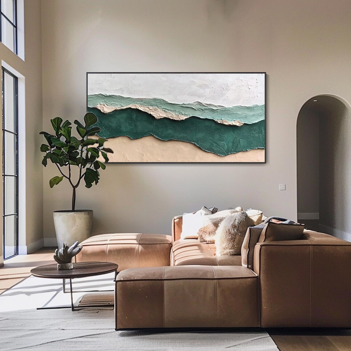 Wabi Sabi Green Ocean Wave Plaster Texture Minimalist Abstract Coastal Art Poster - Image 4