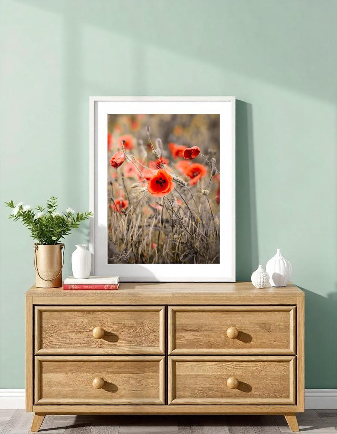 Red Poppies Blooming Across a Golden Summer Meadow Field Poster - Image 2