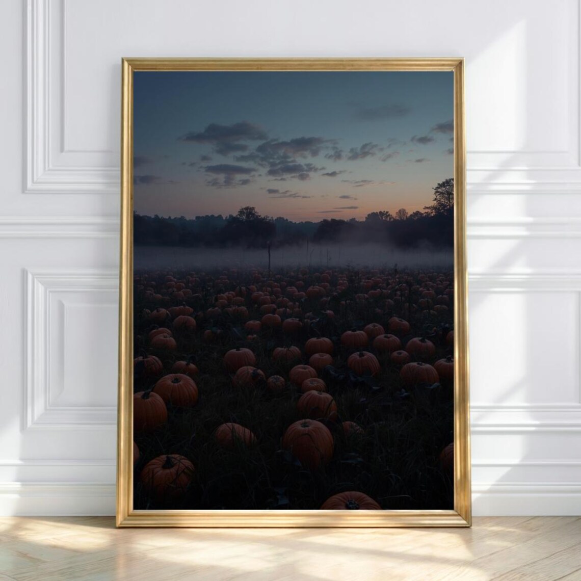 Pumpkin Mist Autumn Harvest Field Gothic Fall Landscape Art