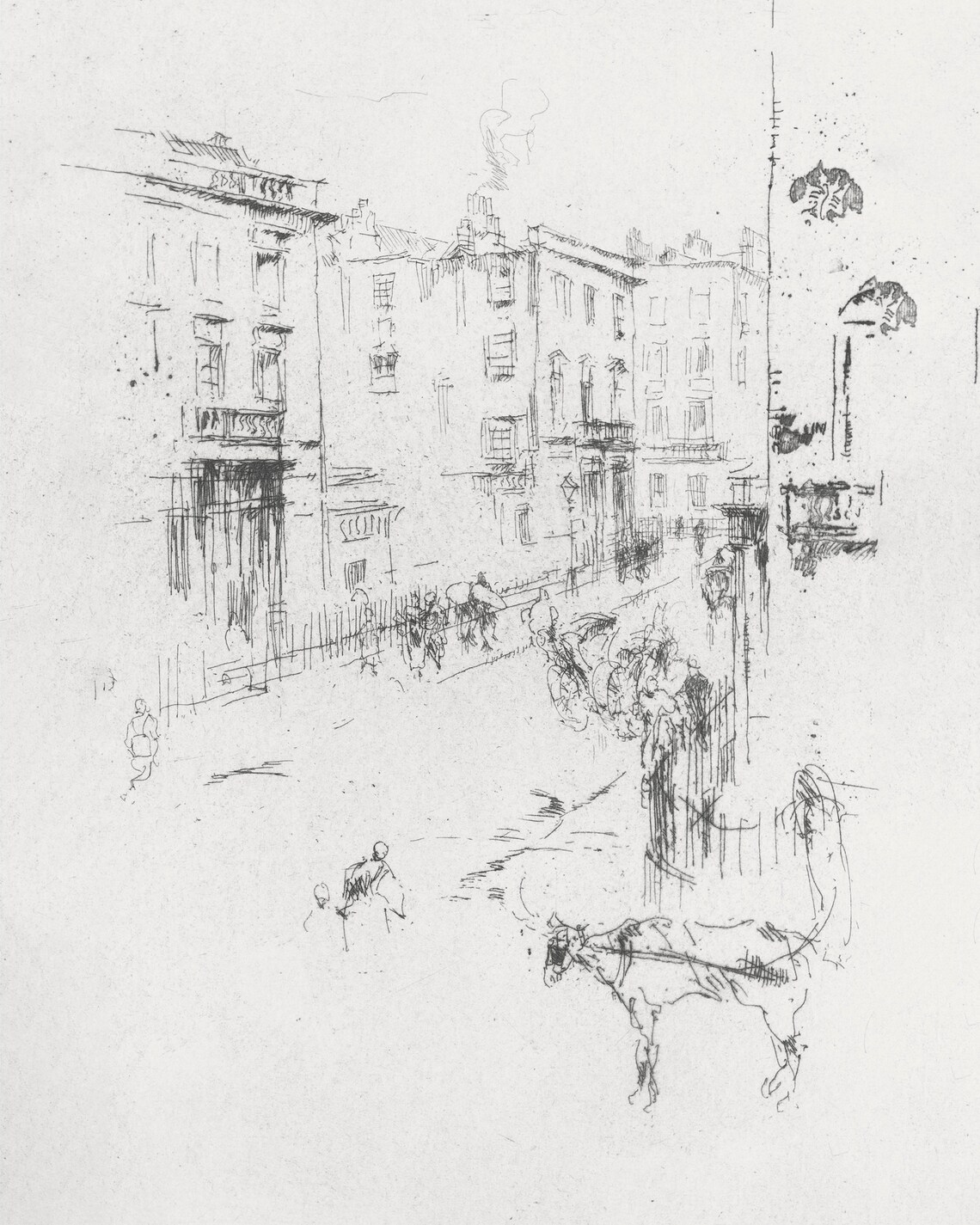 Vintage London Cityscape Sketch Art Antique Neutral Drawing Vintage Art Print Minimalist Wall Art Vintage Art Village Sketch - Image 3