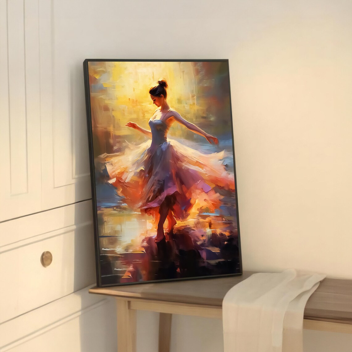 Elegant Ballerina, Modern Ballet Dance Painting - Image 5
