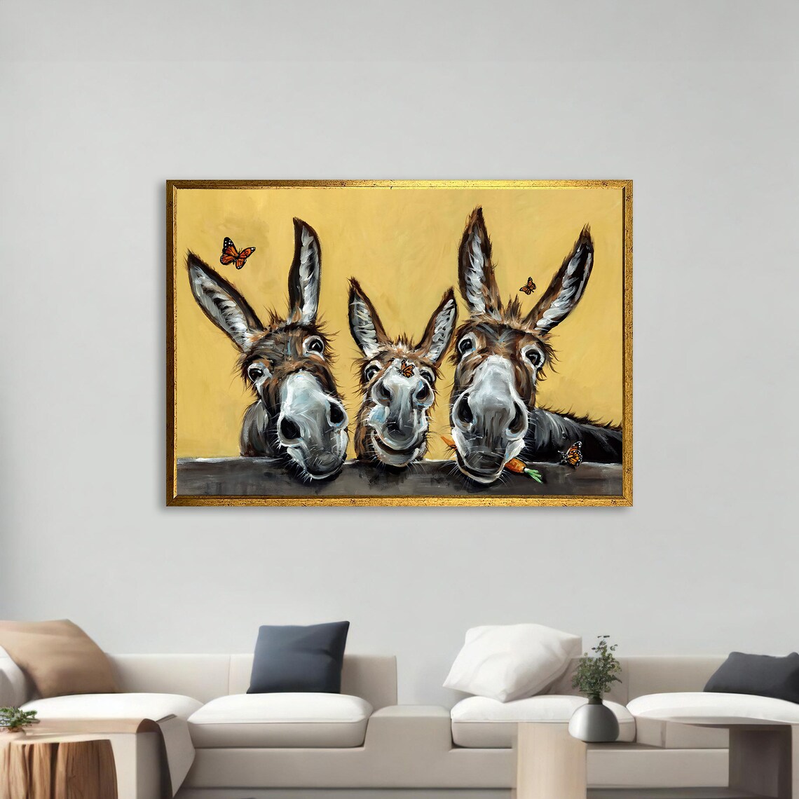 Whimsical Donkey Trio, Humorous Kids Room Art - Image 3