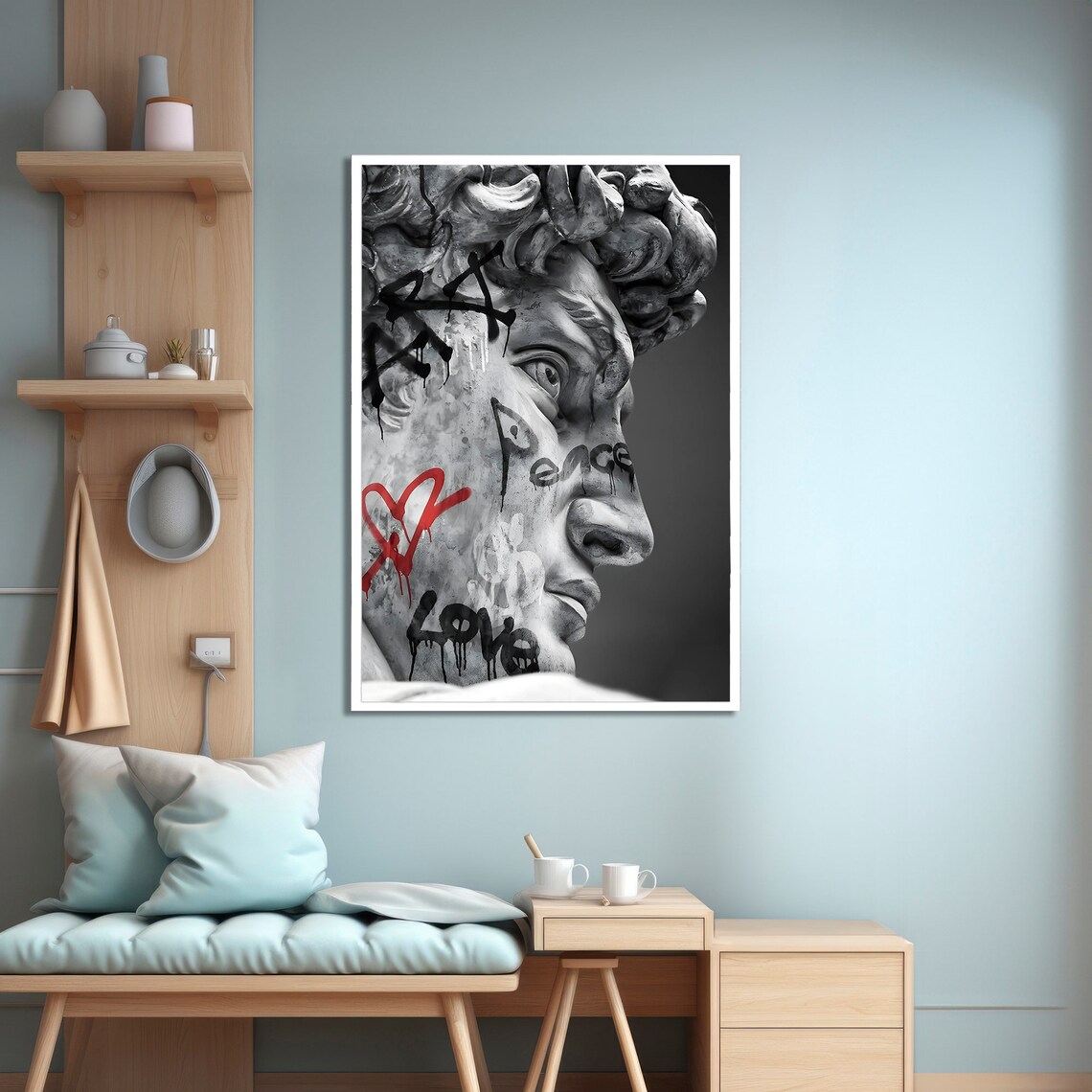 Graffiti David Bust, Modern Pop Art Wall Art - Image 4