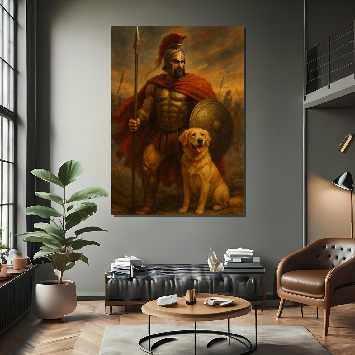 Ancient Warrior With Loyal Dog Wall Art Print - Image 2