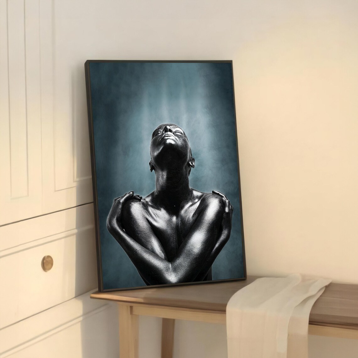 Powerful Black And White Painting, Contemporary Decor - Image 5