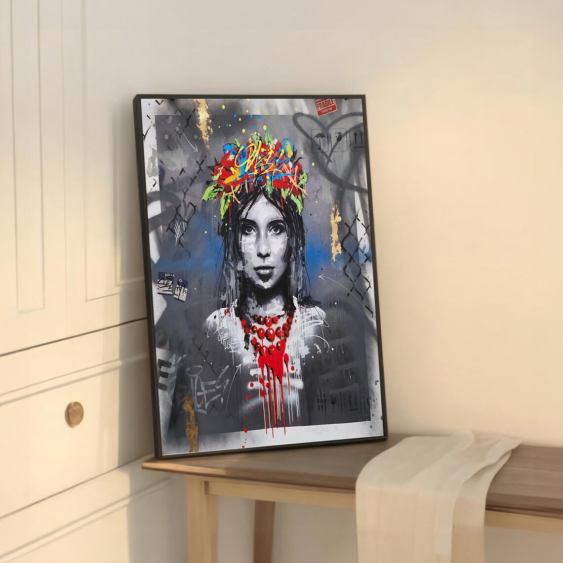 Portrait Graffiti With Floral Crown, Pop Art - Image 5