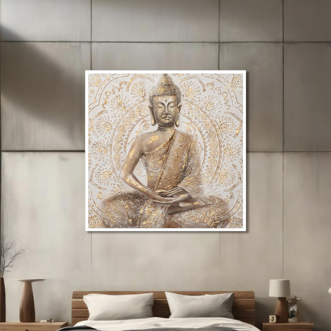 Golden Mandala Buddha Painting, Zen Meditation Decor - Image 3