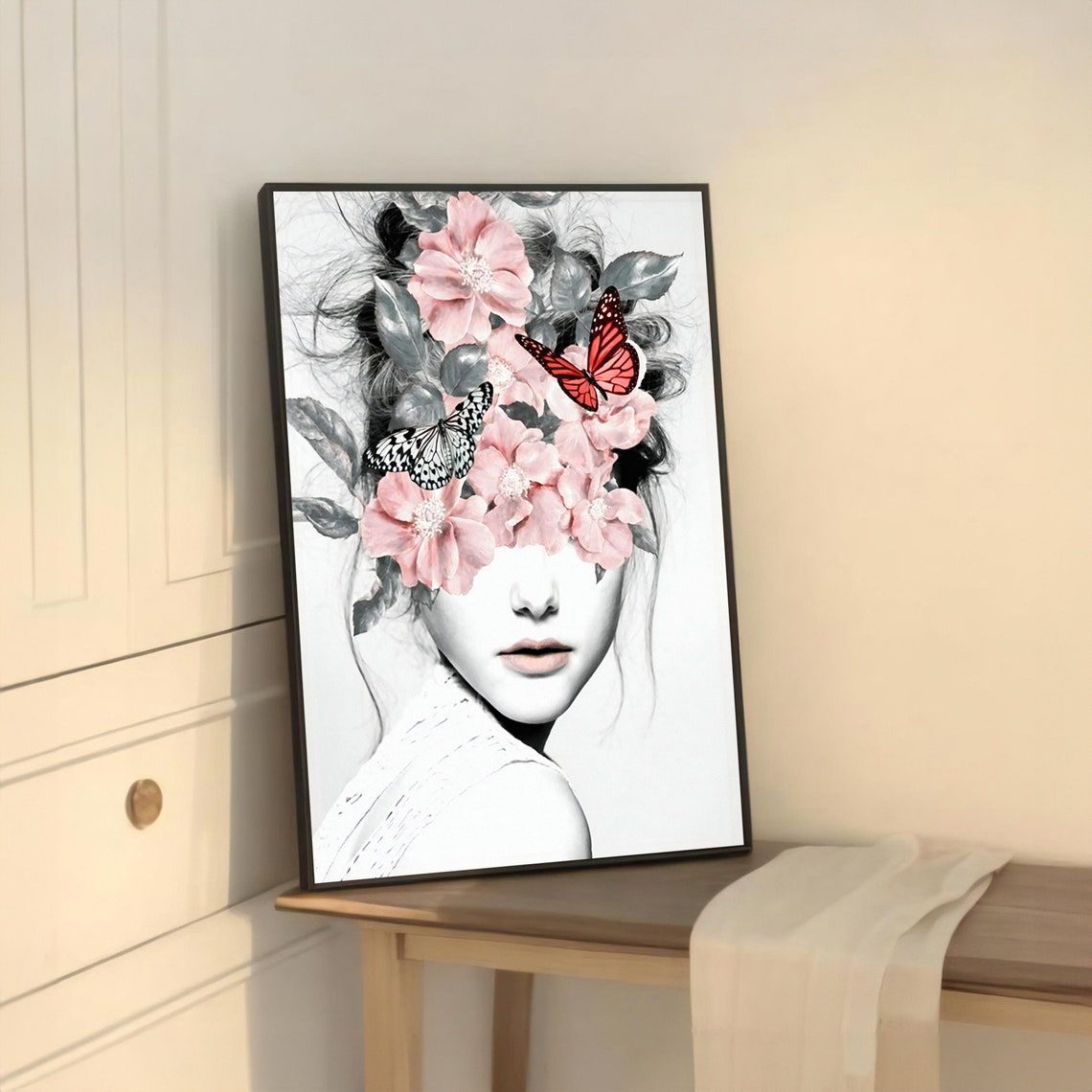 Floral Fantasy Woman With Butterflies Art Print - Image 5