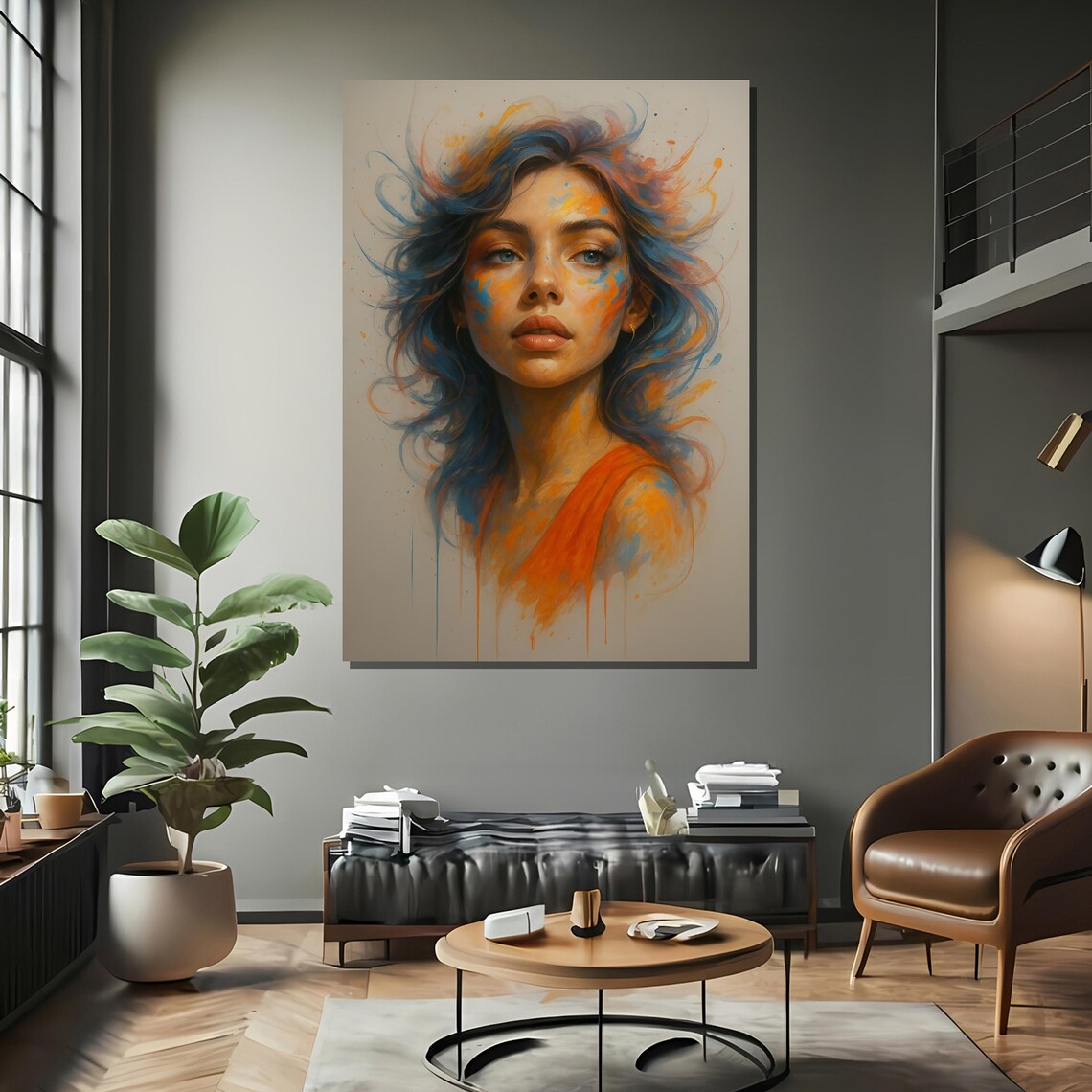 Expressive Woman Portrait With Color Splash - Image 2