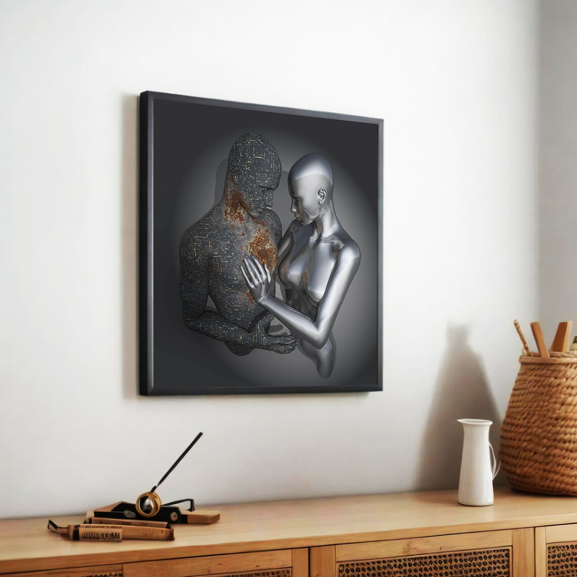 Modern Abstract Painting, Romantic Futuristic Design - Image 5