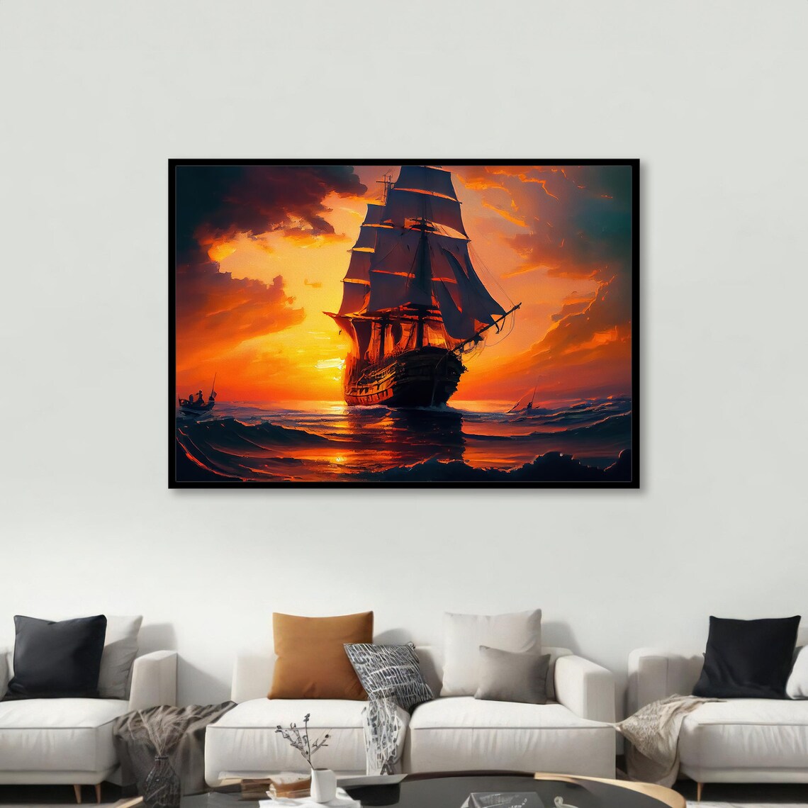 Majestic Sunset Ship, Dramatic Nautical Art Print - Image 2