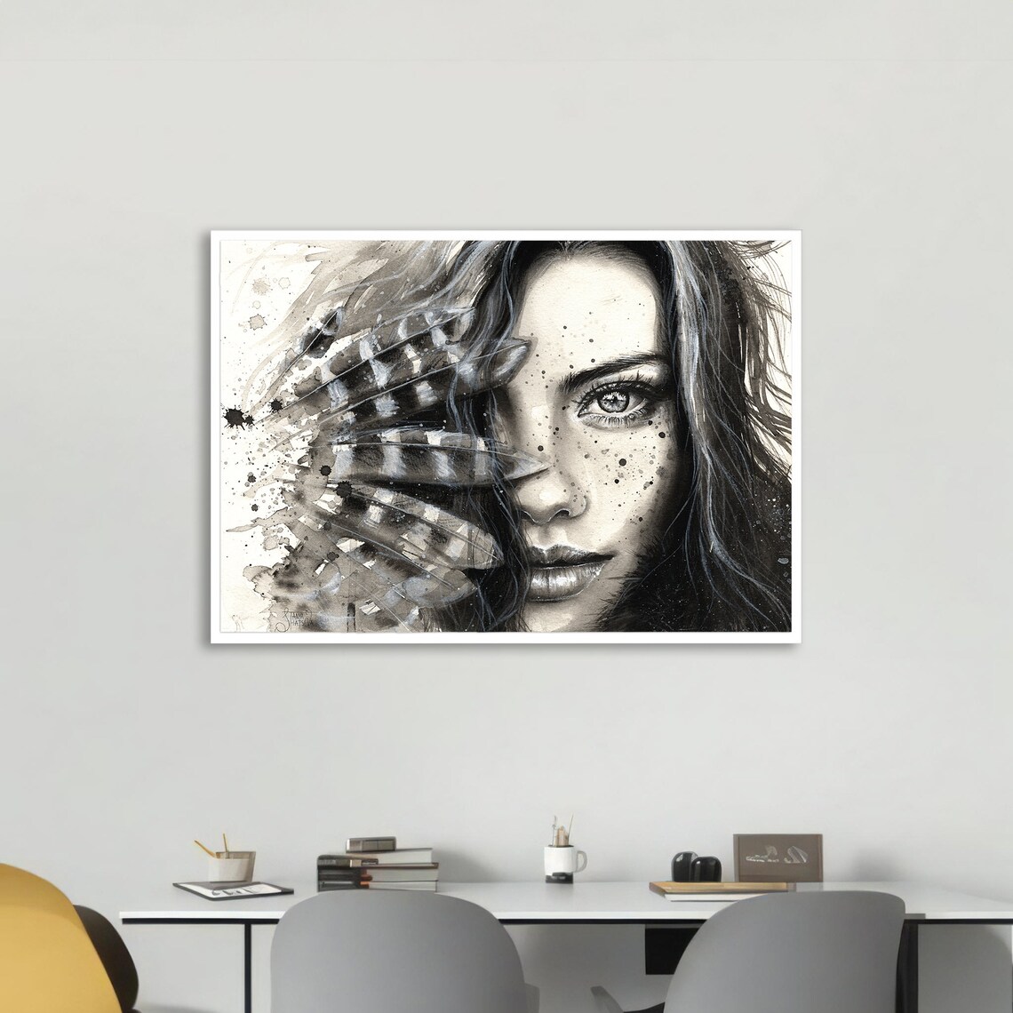 Abstract Portrait, Monochrome Female Face Painting - Image 4
